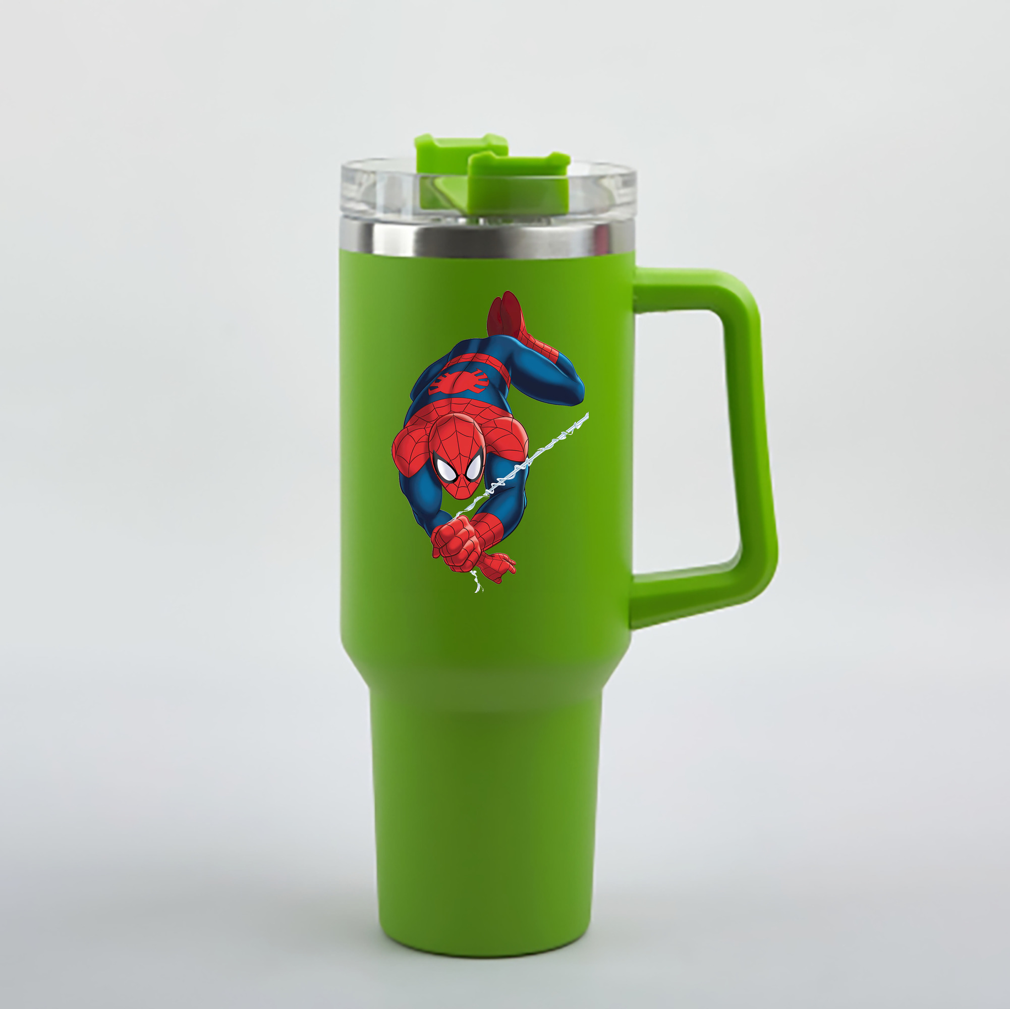 （画像用） Spider Man スパイダーマン 1200mL車用タンブラー - クリスタルステッカー（プラスチックストロー付き）